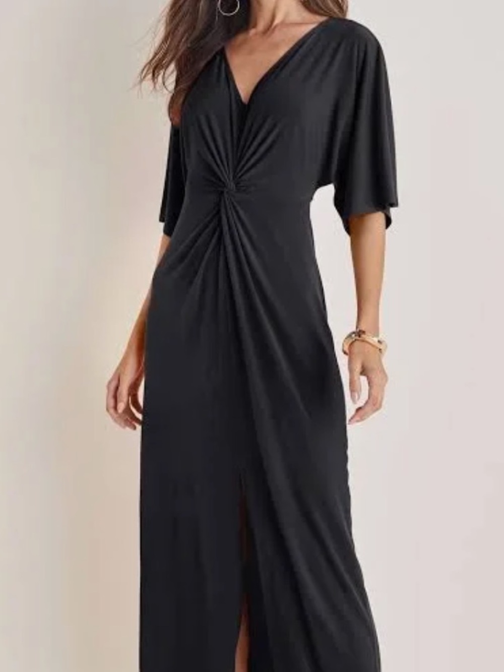 VENUS Black Twist-Front Maxi Dress
